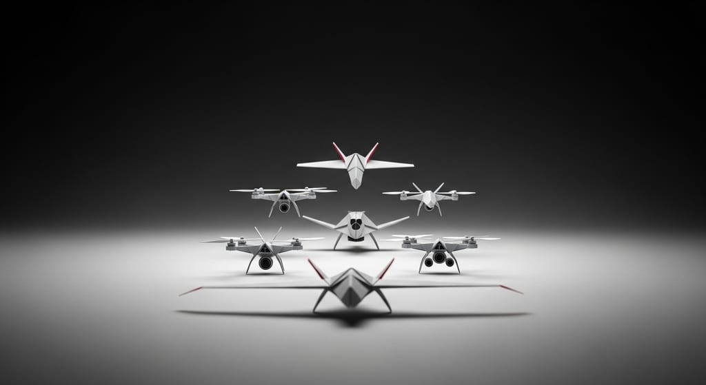 A formation of paper-folded drones — fielded across units